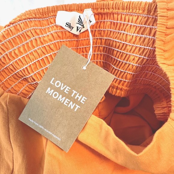 Tangerine Square Neck Cutout Waist Flutter Sleeve Cotton Dress - NWT - Picture 10 of 13